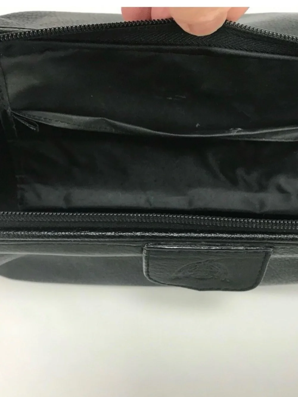 Dopo Black Leather Briefcase with Embossed Logo